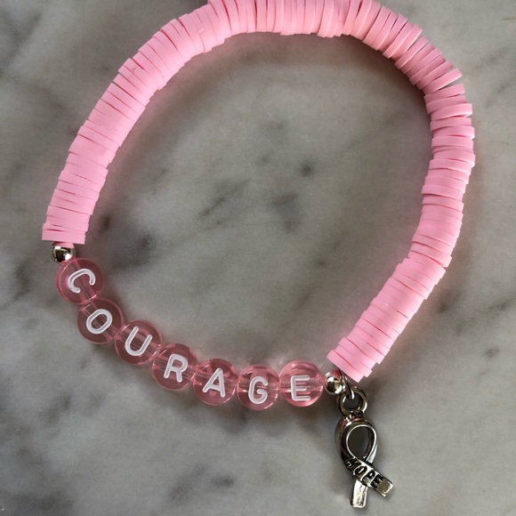 Breast Cancer Awareness Heishi Charm Bracelet | Breast Cancer Awareness Gift - Picture 8 of 12